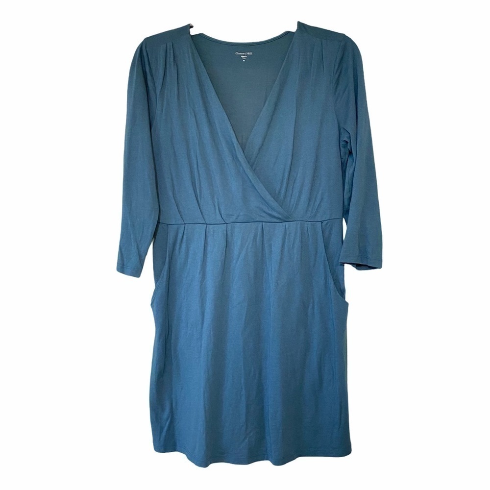 Garnet Hill Teal V-Neck Midi Dress Sz XS